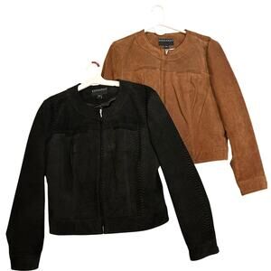 Lot of TWO Bernardo Leather Jackets. 1 brown, 1 black. XL